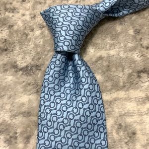*SOLD* Beautiful Hermes Paris Light Blue Equestrian Motif Tie